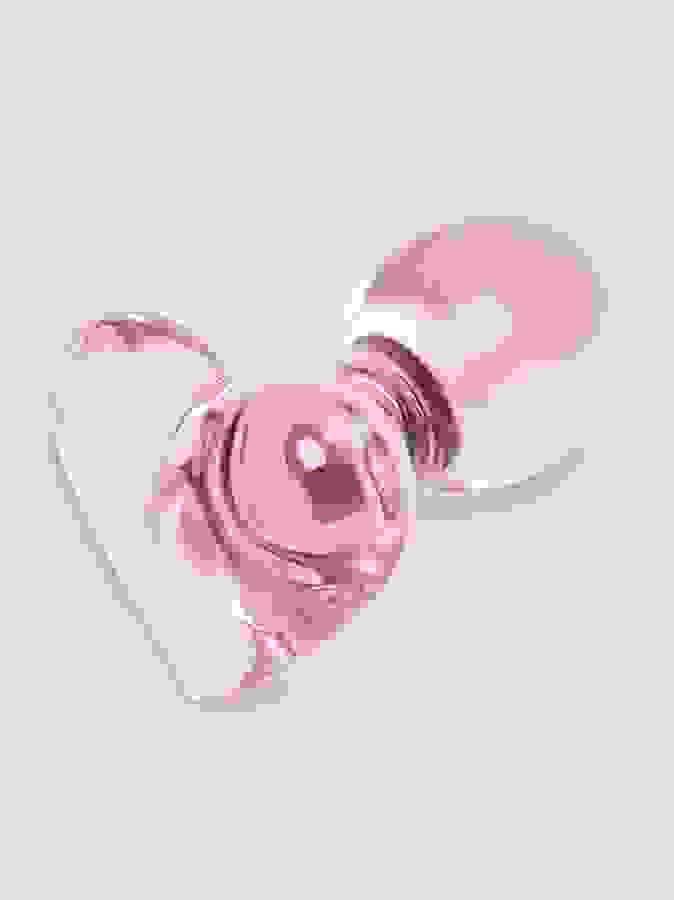 Lovehoney Small Heart Glass Butt Plug 3 Inch, Pink, hi-res